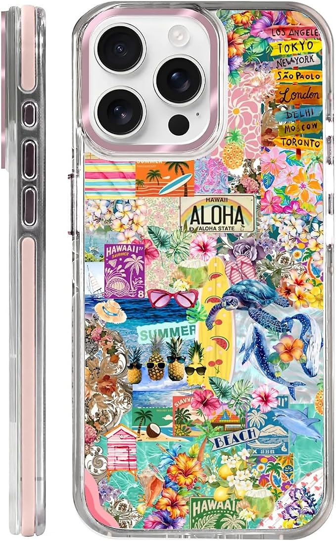Case for iPhone 13 Pro, Hawaii Aloha Cover Coastal Beach Collage Phone Case by Toulas