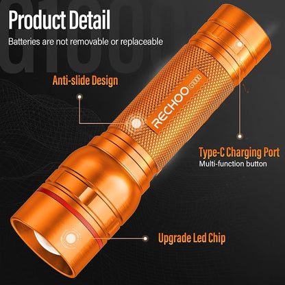 Rechargeable Flashlights High Lumens, G1000 Super Bright Flash Light 2 Pack - Image 4