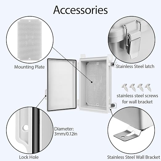 LeMotech Electrical Box, IP67 Waterproof Hinged Cover Stainless Steel Latch - Image 4