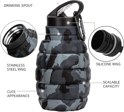 Collapsible Travel Water Bottle19.6 oz, Reuseable Silicone Foldable Water - Image 3