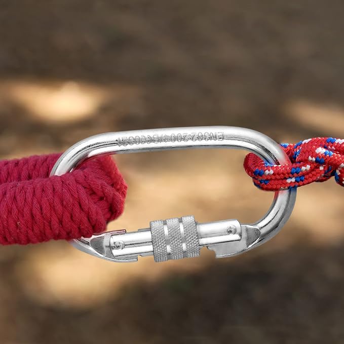 Oval Indoor Outdoor Climbing Carabiner, 25 KN Screw Locking Heavy Duty Safety - Image 5