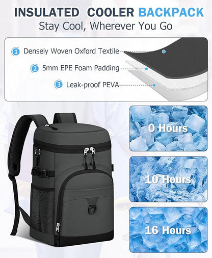 Cooler Backpack, 22L Waterproof Soft Backpack Coolers Leak Proof Beach Backpack - Image 4