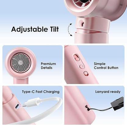 Portable Misting Fan Handheld Powerful Turbo Fan, 100 Speeds, 6000mAh - Image 6