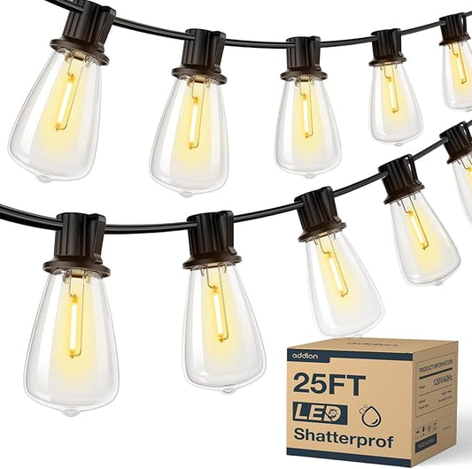 addlon 25FT LED Outdoor String Lights Waterproof Patio Lights by addlon
