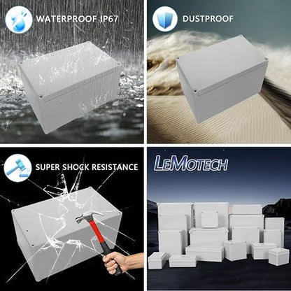 LeMotech IP67 Waterproof Junction Box ABS Plastic Project Box Dustproof - Image 8