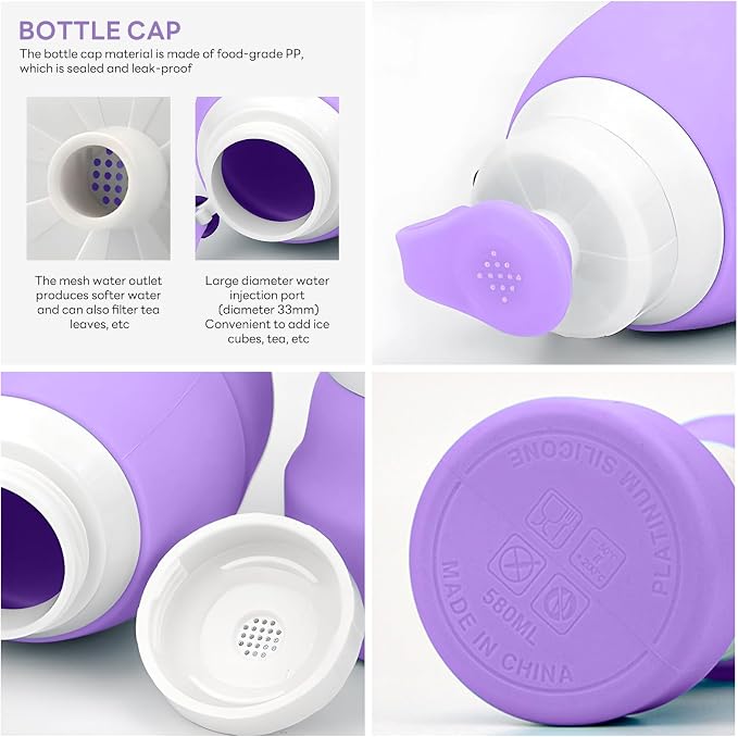 Collapsible Lightweight 20oz Water Bottle, Food-Grade Silicone BPA Free - Image 4