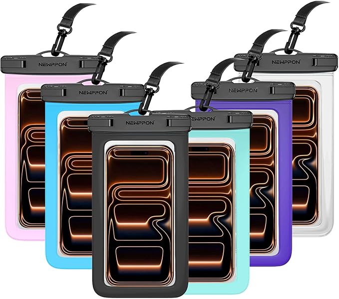 6 Pack 8.5“ Waterproof Cell Phone Pouch by Newppon