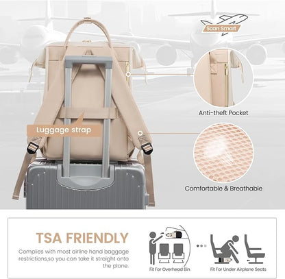 LOVEVOOK Leather Backpack for Women, 17 inch Laptop Backpack, Professional Work - Image 6