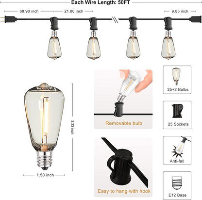 DAMAING Outdoor String Lights 50 FT Waterproof Patio Light String Lights - Image 6