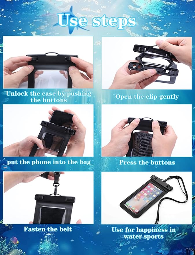 Famoby Up to 8.3" 3 Pack White Universal Waterproof Phone Pouch, Phone - Image 7