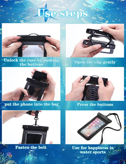 Famoby Up to 8.3" 3 Pack White Universal Waterproof Phone Pouch, Phone - Image 7