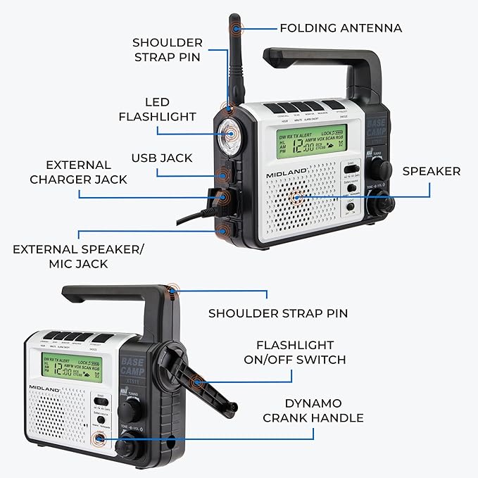Midland® - XT511 - Emergency Radio - 22 Channel Two-Way Base Camp Radio - Image 4