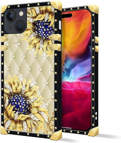 Compatible with iPhone 15 Case, Sunflower Diamonds Leather Luxury Golden - Image 2