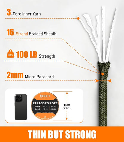 DDOUT 2mm Paracord 100lb, Thin Micro Paracord Rope, DIY Projects, Camping & - Image 2