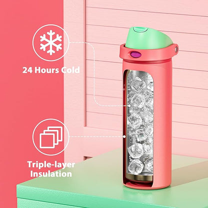 24 oz Insulated Water Bottle for Women: Meoky Stainless Steel Water Bottle - Image 4