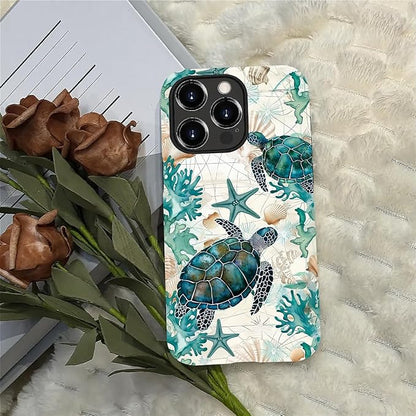 for iPhone 12/12 Pro Case, HH2 Ocean Sea Turtle Nautical Map Hybrid 2 Layer - Image 4
