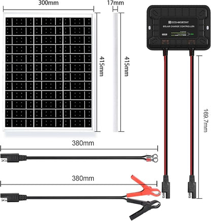 ECO-WORTHY 25W 12V Solar Battery Charger Trickle Maintainer, 25W Waterproof - Image 9
