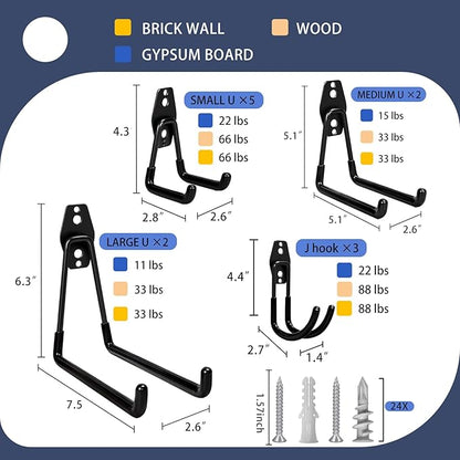 KOFANI Garage Hooks Heavy Duty, 12 Pack Anti-Slip Coating Garage Wall Storage - Image 2