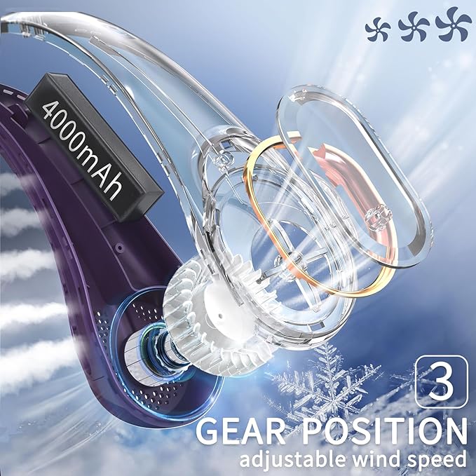 FrSara Neck Fan, Portable Personal Fan Strong Wind, Air Volume, 360° Cooling - Image 4