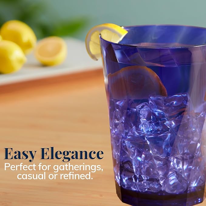 US Acrylic Optix Plastic Reusable Drinking Glasses 14oz Rocks Cups in Coastal - Image 5