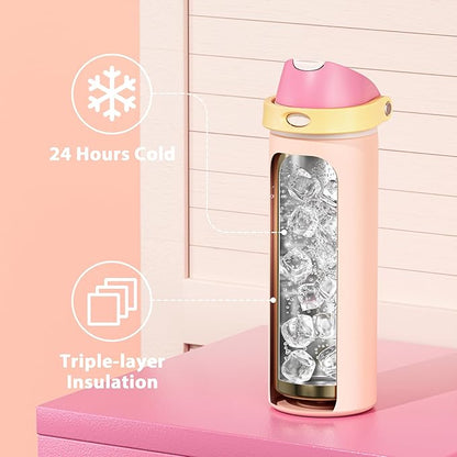 24 oz Insulated Water Bottle for Women: Meoky Stainless Steel Metal Water Bottle - Image 4