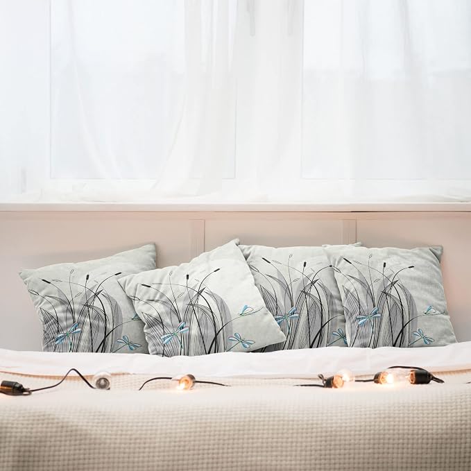 Ambesonne Dragonfly Decorative Throw Pillow Case Pack of 4, Dragonflies on - Image 6