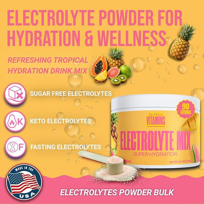 Dr. Price’s Electrolytes Powder Bulk – Tropical, 90 Servings | Sugar Free - Image 3