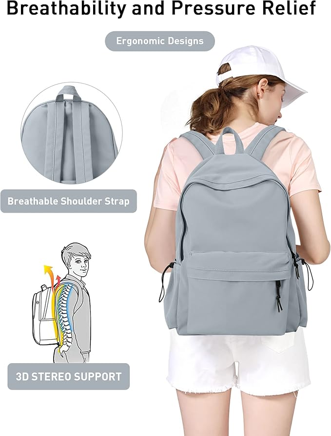 BJLFS Blue Simple School Backpack - Image 3
