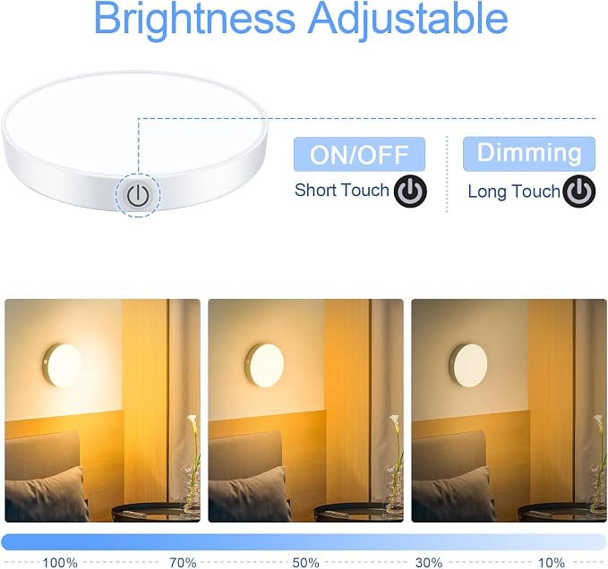 Ferswe Dimmable Touch Lights, 3000K Rechargeable Tap Light - Image 3