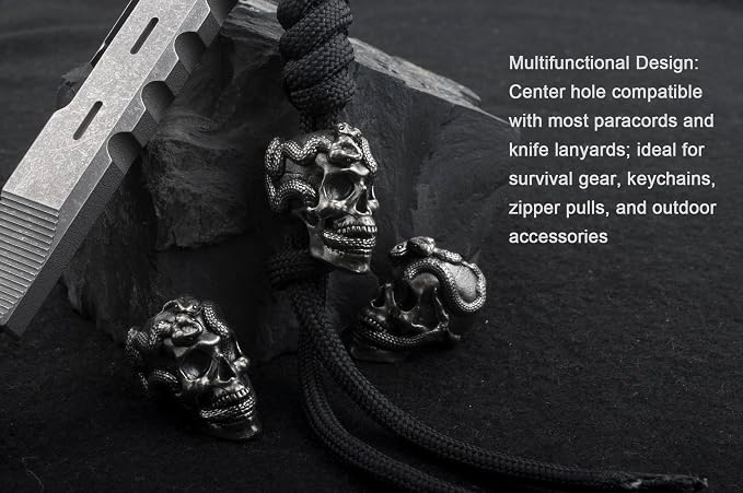 Skull Paracord Bead, 0.75x0.56x0.78 inches, - Image 6