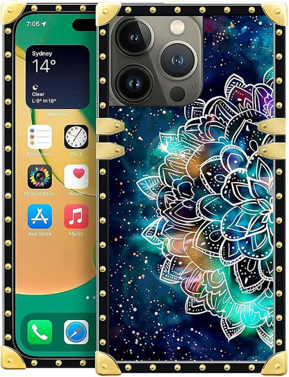 Compatible with iPhone 14 Pro Case, Starry Sky Colourful Mandala Luxury Golden by Unknown