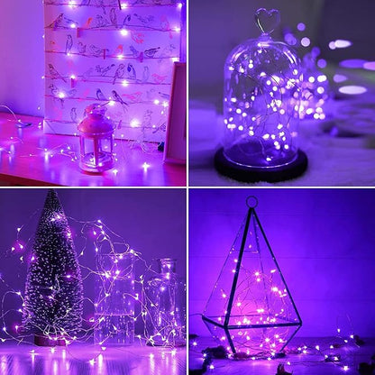 JMEXSUSS 2 Pack Solar Fairy Lights Outdoor, 33ft 100 LED Purple Christmas Lights - Image 5
