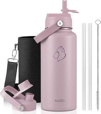 BUZIO 32 oz Water Bottle Insulated, Leakproof Stainless Steel Flask, Wide Mouth by BUZIO