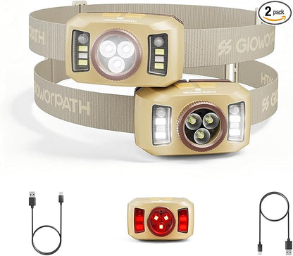 Upgraded Headlamp Rechargeable, Ultra Bright Headlight Flashlight by GloworPath
