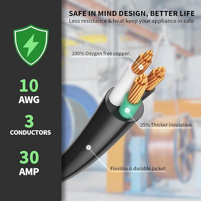 POWGRN NEMA TT-30P to NEMA TT-30R 75 FT 30 Amp RV Extension Cord Outdoor - Image 4