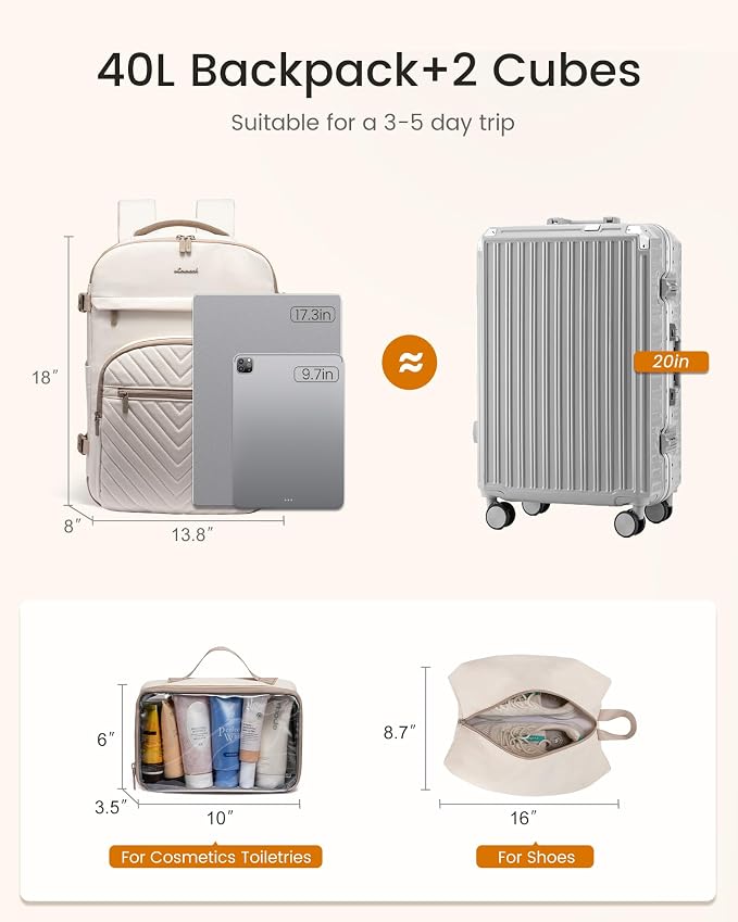 LOVEVOOK 40L Travel Backpack for Women Men, TSA Personal Item Travel Bag Fits - Image 4