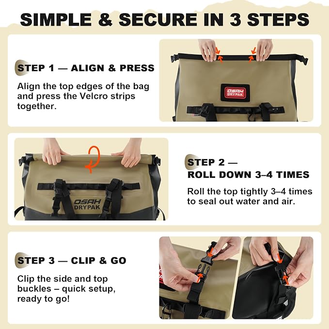 OSAH DRYPAK Waterproof Duffel Bag 25L/40L/60L – Heavy-Duty Motorcycle Tail Bag - Image 5