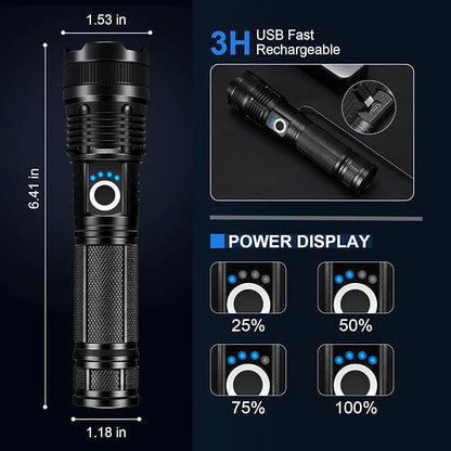 3 Pack Rechargeable Flashlights High Lumens, 990000LM Super Bright LED - Image 3