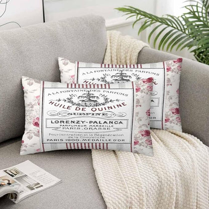 Huile De Quinine Vintage French 12 X 20 Pillow Covers Elegance Fountain Pink - Image 5