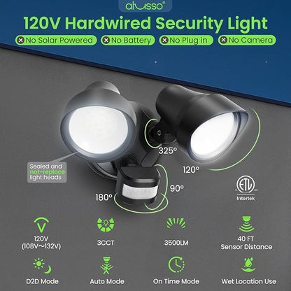 ALUSSO Motion Sensor Outdoor Lights, 30W 3500LM Flood Lights Outdoor 120V - Image 3