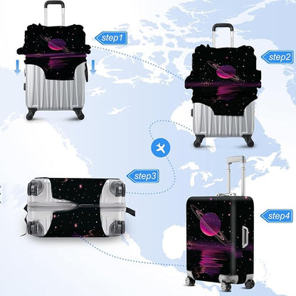 ANNA QUEEN Cosmic Purple Saturn Luggage Cover-Stretchable, Water Resistant & - Image 6