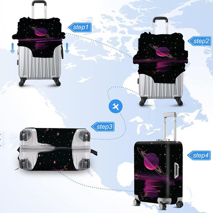 ANNA QUEEN Cosmic Purple Saturn Luggage Cover-Stretchable, Water Resistant & - Image 6