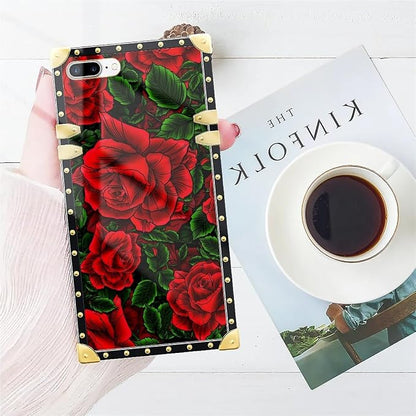 Compatible with iPhone 8 Plus 7 Plus Case, Vector Red Rose Green Leaf Luxury - Image 7