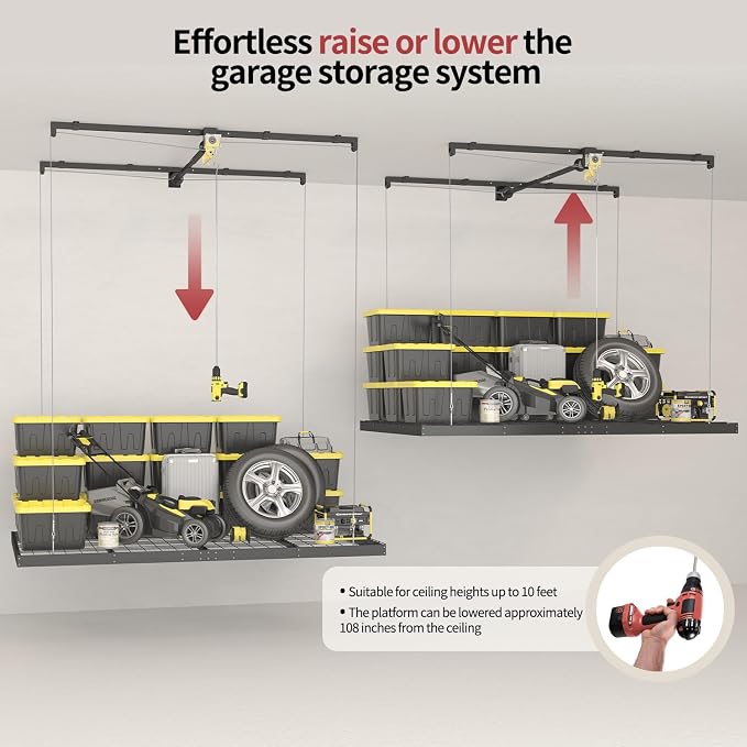 Garage Ceiling Storage Racks – 4x8 FT Overhead Garage Storage Rack - Image 4