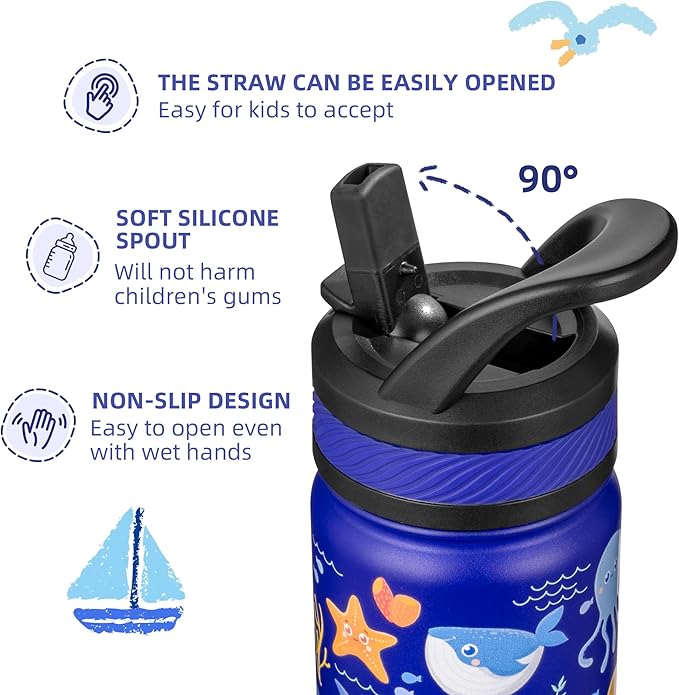 Fanhaw 18 Oz Kids Insulated Water Bottle - Image 3