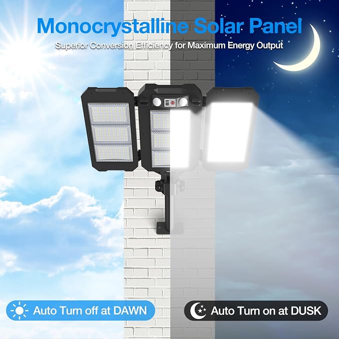 Solar Lights Outdoor, 7000 LM Super Bright Dual Motion Sensor Lights, Aluminum - Image 8