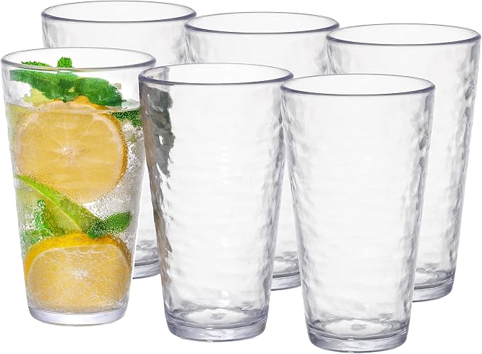 KLIFA- RIPPLE- 22.5 ounce, Acrylic Highball Drinking Glasses Cups, Stackable by KLIFAHome