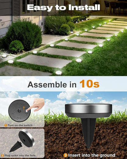 btfarm 24 Pack Solar Lights Outdoor, 8 LED Solar Ground Lights IP65 Waterproof - Image 4