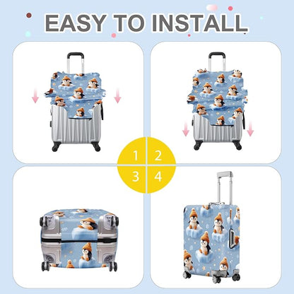 ANNA QUEEN Winter Penguin Luggage Cover, Cute Penguin on Ice Pattern Suitcase - Image 6