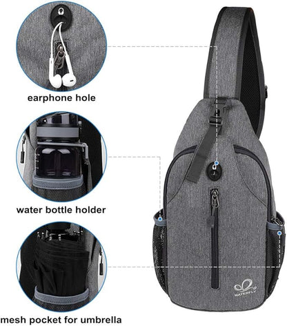 WATERFLY Crossbody Sling Backpack Sling Bag Travel Hiking Chest Bags Daypack - Image 4